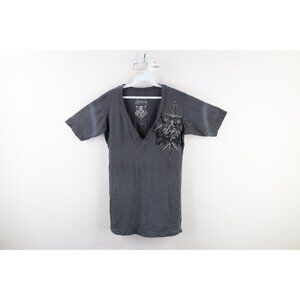 Vintage Affliction Womens XL Sequined Sword Tribal Cross UFC MMA T-Shirt USA